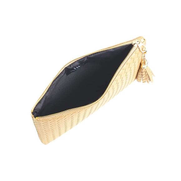 NWT! Virginia Wolf Mimi Metallic Gold Woven Clutch - Picture 9 of 11
